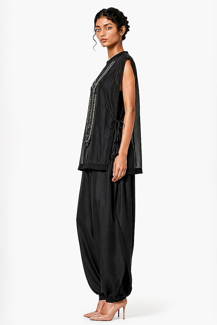 Black Chanderi & Silk Co-Ord Set by SAIM at Pernia's Pop Up Shop