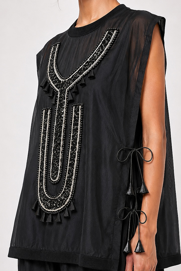 Black Chanderi & Silk Co-Ord Set by SAIM at Pernia's Pop Up Shop