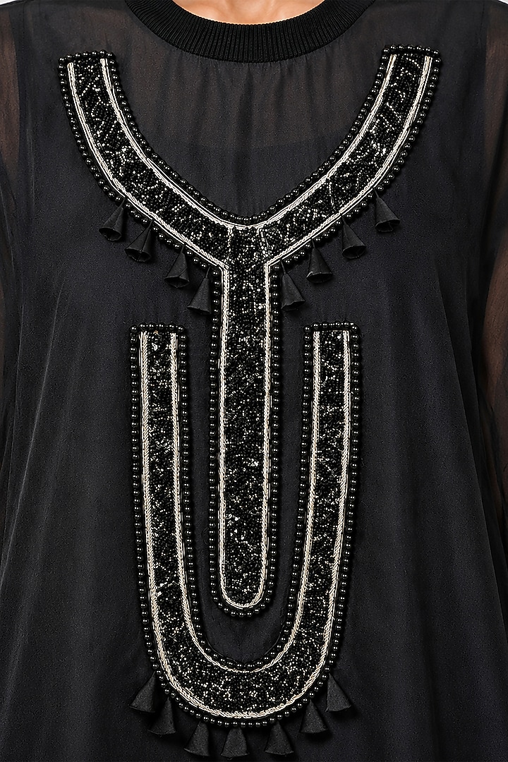 Black Chanderi & Silk Co-Ord Set by SAIM at Pernia's Pop Up Shop