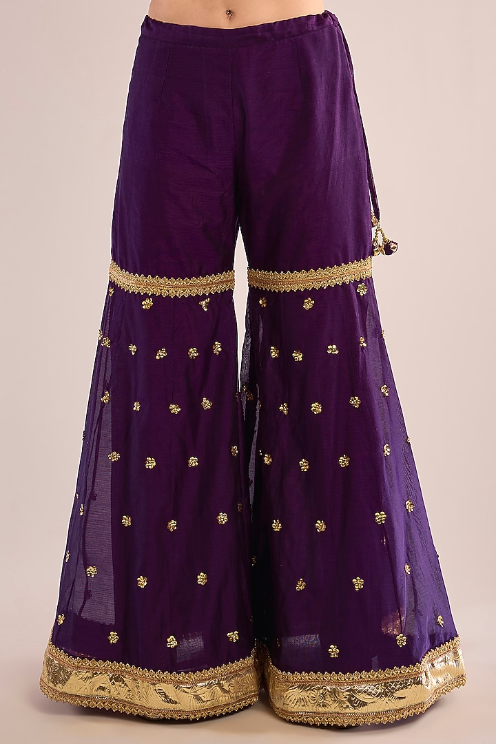 Purple Chanderi Gota Patti Embroidered Gharara Set by saina kapoor at Pernia's Pop Up Shop