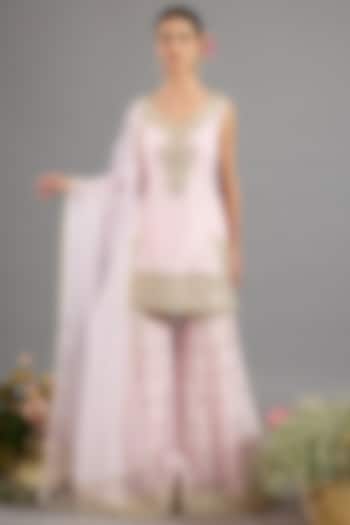 Pink Chanderi Gota-Patti Embroidered Gharara Set by Saina kapoor at Pernia's Pop Up Shop