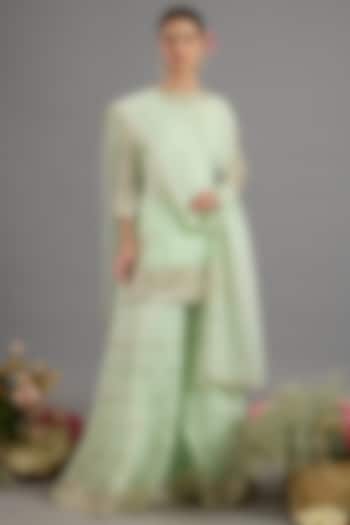 Green Chanderi Gota-Patti Embroidered Gharara Set by Saina kapoor at Pernia's Pop Up Shop