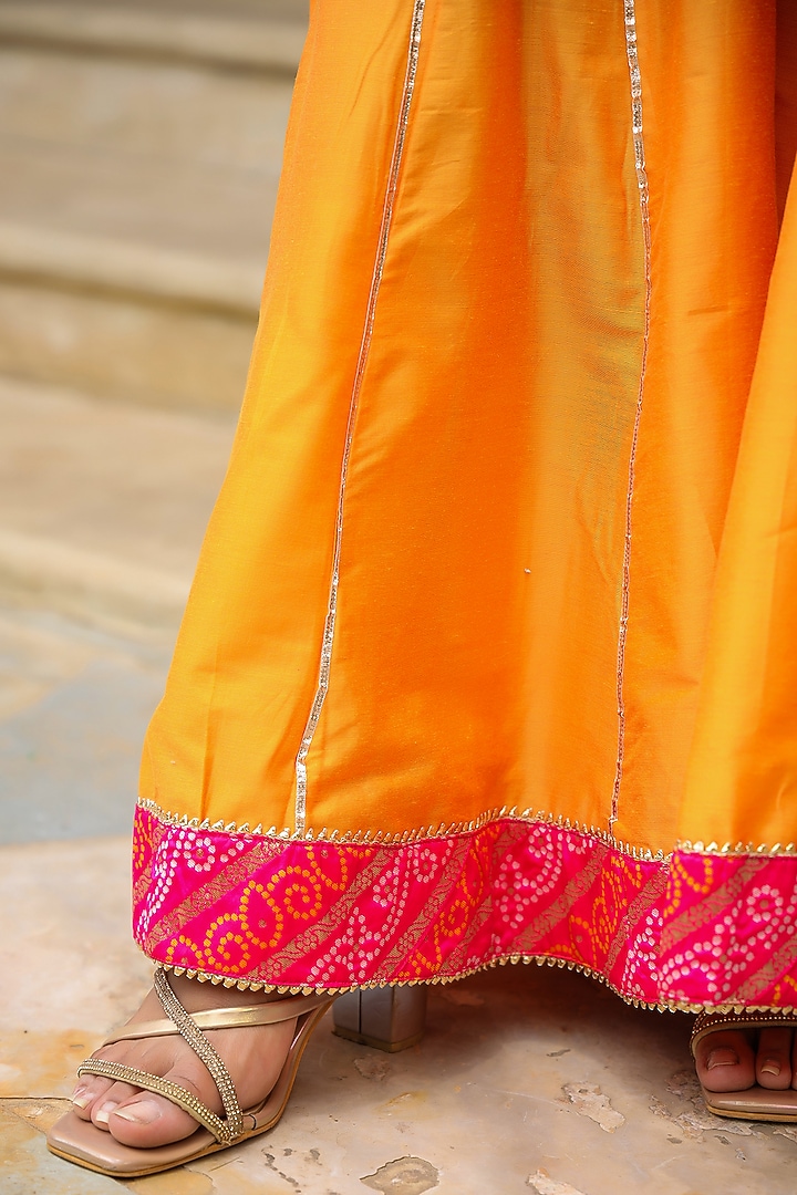 Yellow Cotton Silk Bandhani Printed Kalidar Sharara Set by SAMAAYA JAIPUR at Pernia's Pop Up Shop
