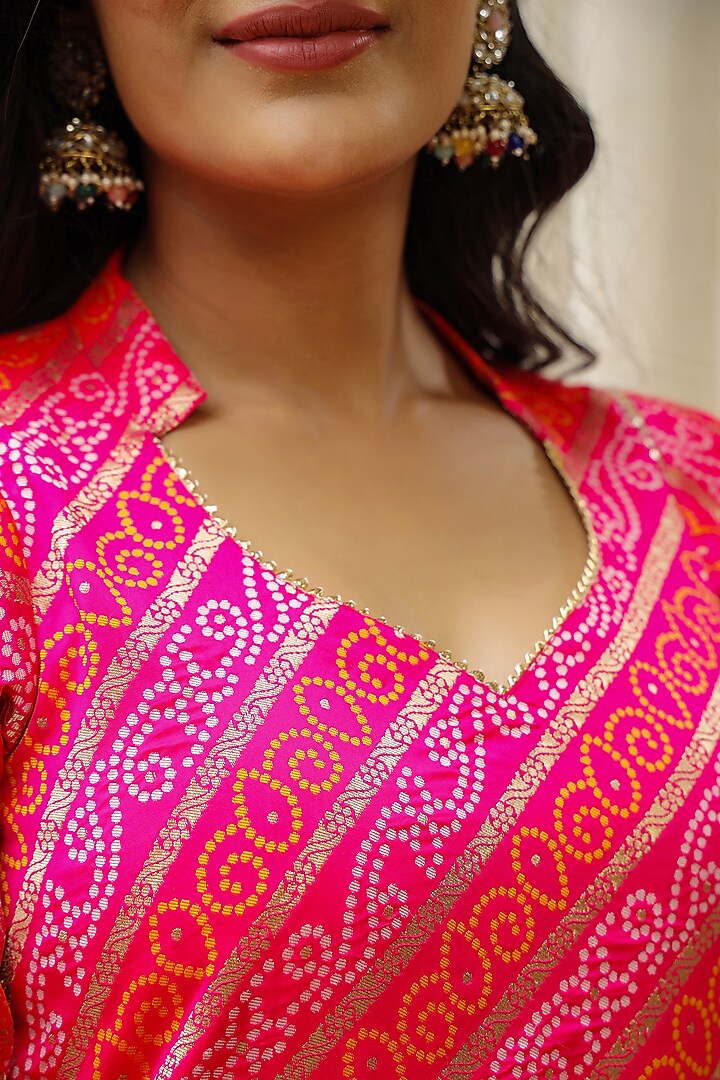 Yellow Cotton Silk Bandhani Printed Kalidar Sharara Set by SAMAAYA JAIPUR at Pernia's Pop Up Shop