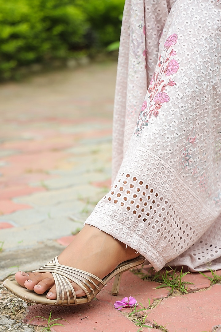 Cream Cotton Chikankari Embroidered & Digital Printed Sharara Set by SAMAAYA JAIPUR at Pernia's Pop Up Shop