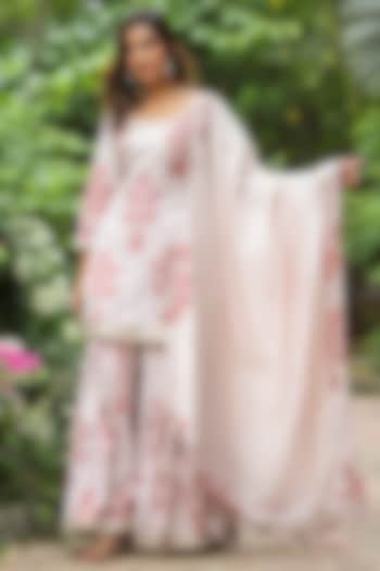 Wafer-Colored Cotton Hand-Block Printed Sharara Set by SAMAAYA JAIPUR at Pernia's Pop Up Shop