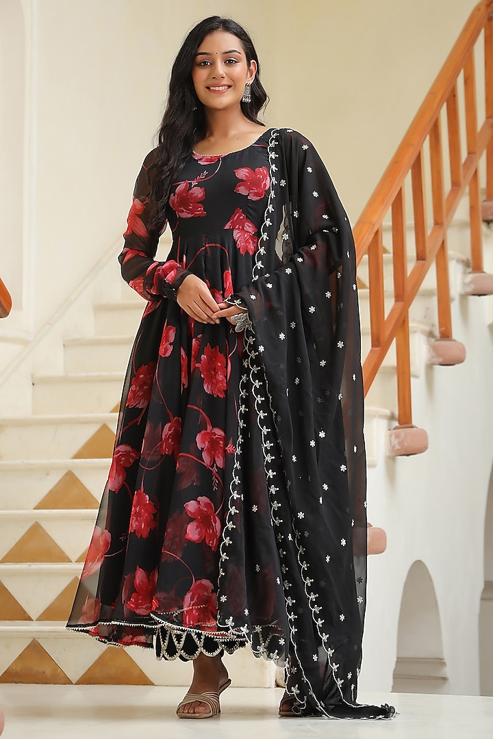 Black 2024 chiffon anarkali