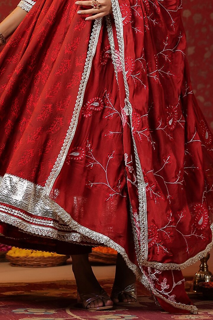 Maroon Cotton Printed Anarkali Set by SAMAAYA JAIPUR at Pernia's Pop Up Shop