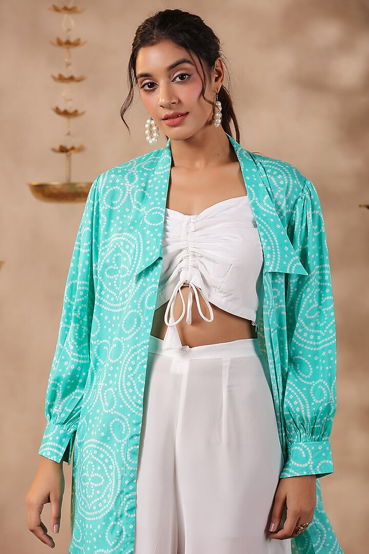 White Natural Crepe Pant Set by SAMAAYA JAIPUR at Pernia's Pop Up Shop