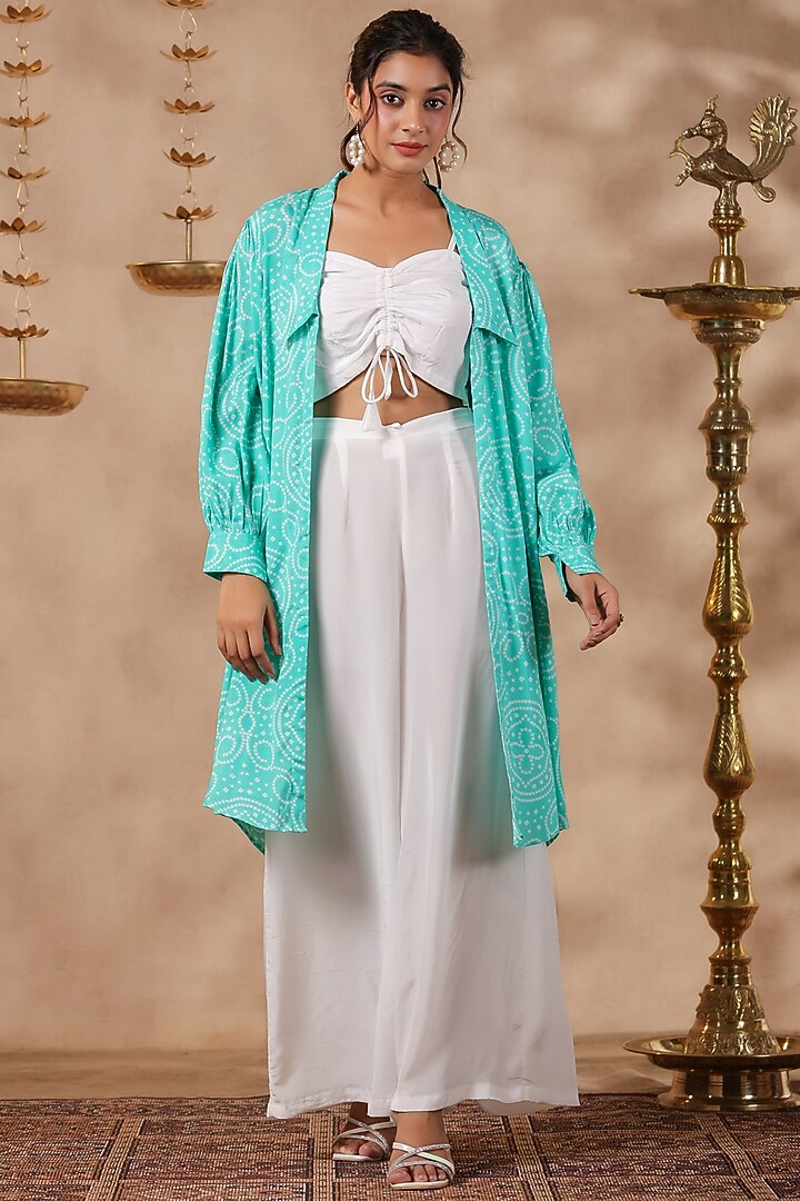 White Natural Crepe Pant Set by SAMAAYA JAIPUR at Pernia's Pop Up Shop