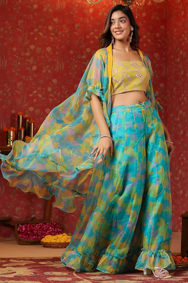 Multi-Colored Organza Foil Printed Co-Ord Set by SAMAAYA JAIPUR at Pernia's Pop Up Shop