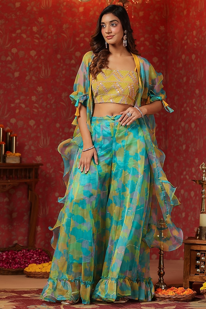Multi-Colored Organza Foil Printed Co-Ord Set by SAMAAYA JAIPUR at Pernia's Pop Up Shop