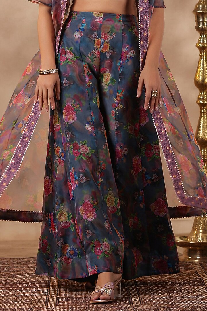 Grey Organza Digital Printed Co-Ord Set by SAMAAYA JAIPUR at Pernia's Pop Up Shop