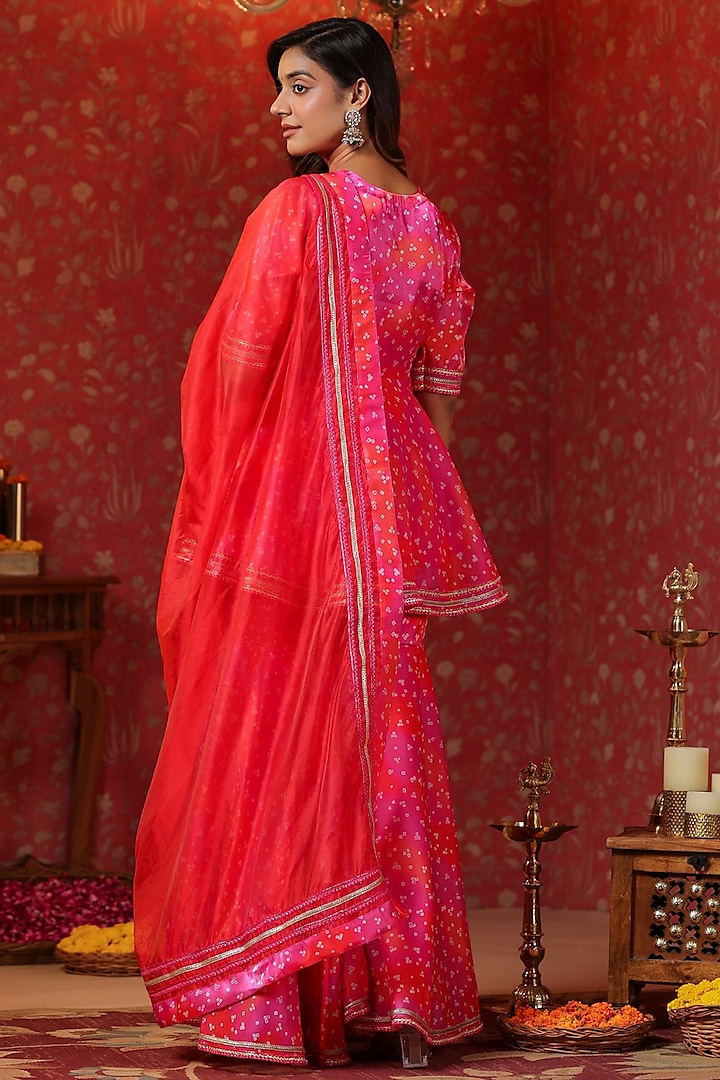 Pink Jimmy Choo Bandhani Printed Sharara Set by SAMAAYA JAIPUR at Pernia's Pop Up Shop