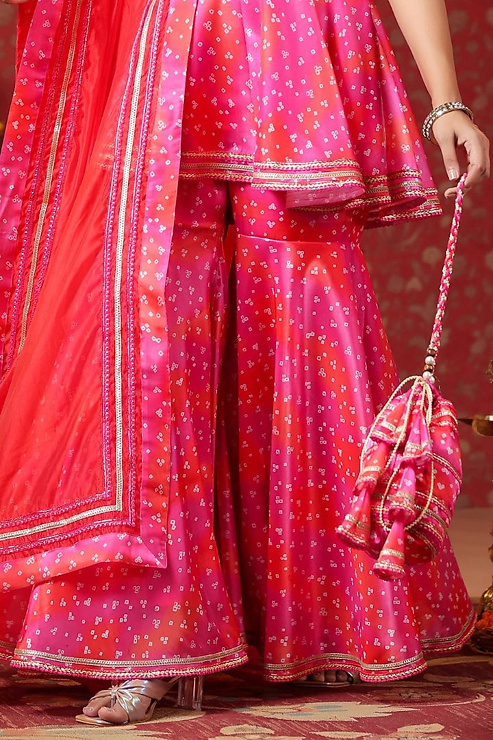 Pink Jimmy Choo Bandhani Printed Sharara Set by SAMAAYA JAIPUR at Pernia's Pop Up Shop
