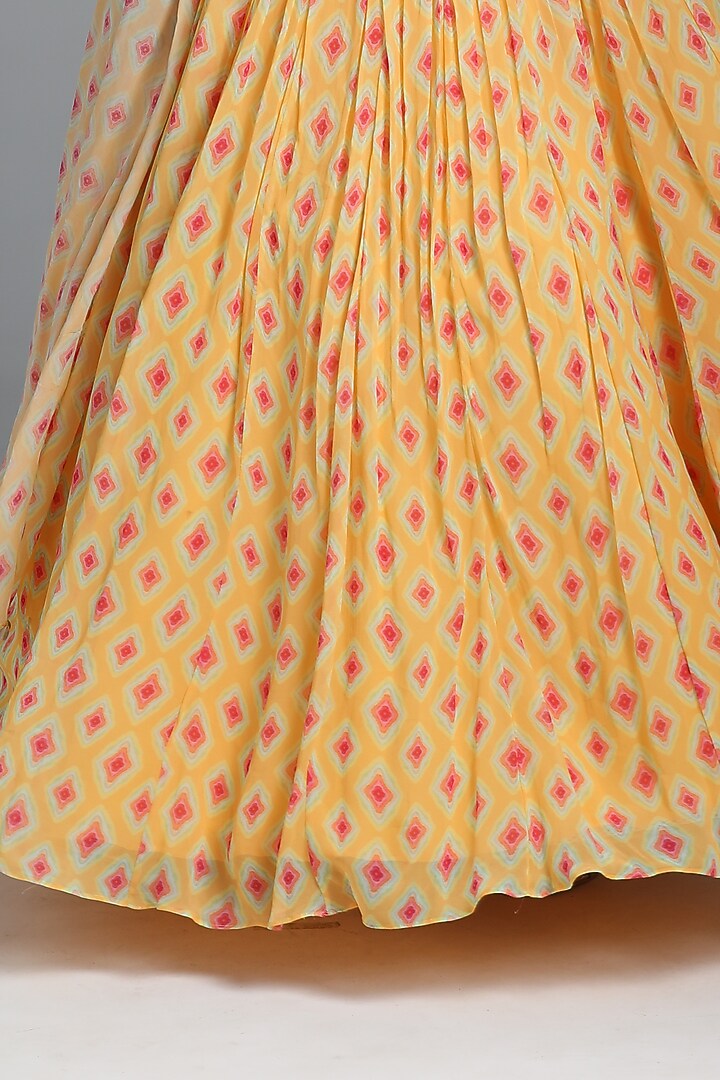 Dandelion Yellow Printed Wedding Lehenga Set by Sajeda Lehry at Pernia's Pop Up Shop