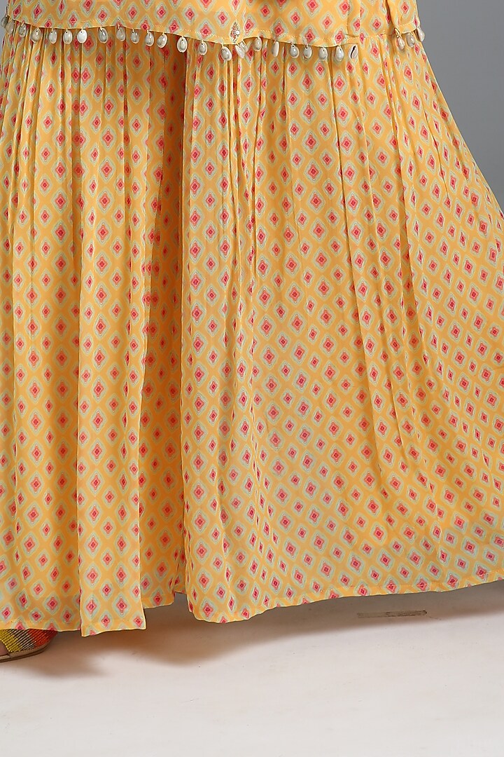 Dandelion Yellow Printed Party Wear Sharara Set by Sajeda Lehry at Pernia's Pop Up Shop