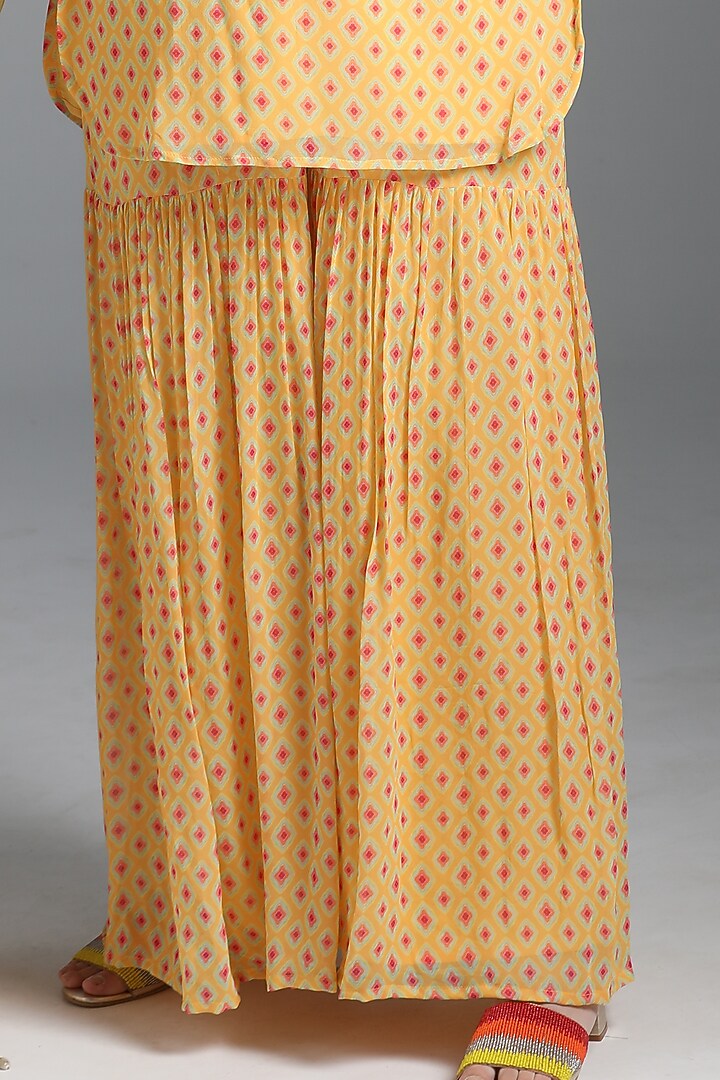 Dandelion Yellow Georgette Party Wear Sharara Set by Sajeda Lehry at Pernia's Pop Up Shop