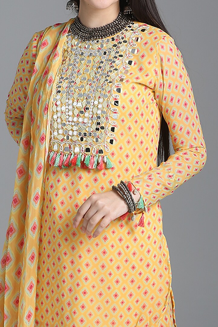 Dandelion Yellow Georgette Party Wear Sharara Set by Sajeda Lehry at Pernia's Pop Up Shop