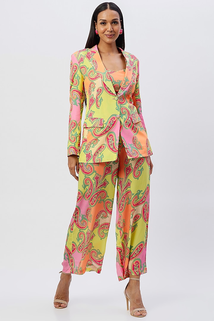 Lime Printed Jacket Set by Sajeda Lehry at Pernia's Pop Up Shop