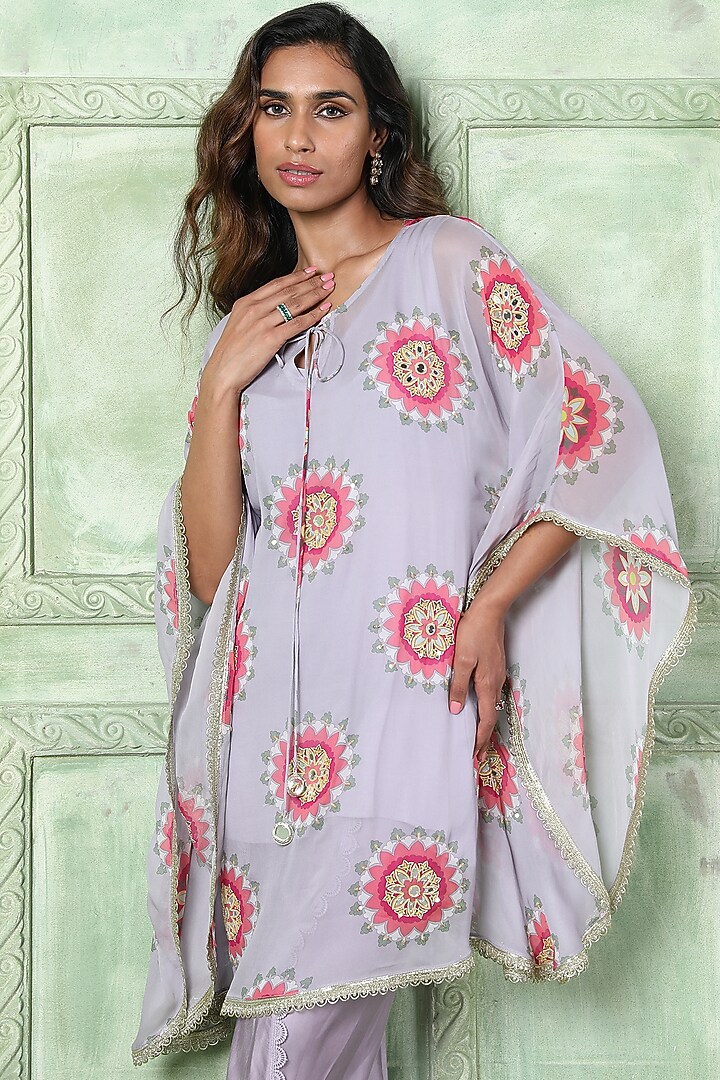 Lilac Embroidered Kaftan Set by Sajeda Lehry at Pernia's Pop Up Shop