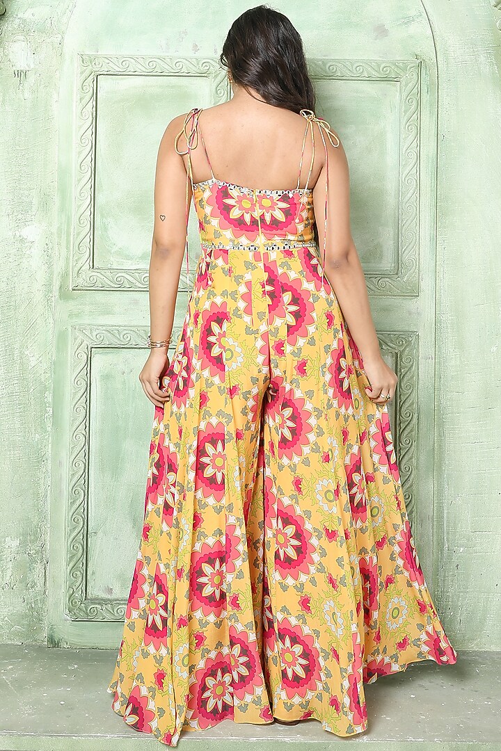 Yellow Printed Jumpsuit by Sajeda Lehry at Pernia's Pop Up Shop