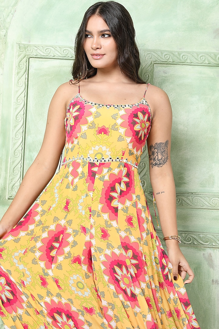 Yellow Printed Jumpsuit by Sajeda Lehry at Pernia's Pop Up Shop