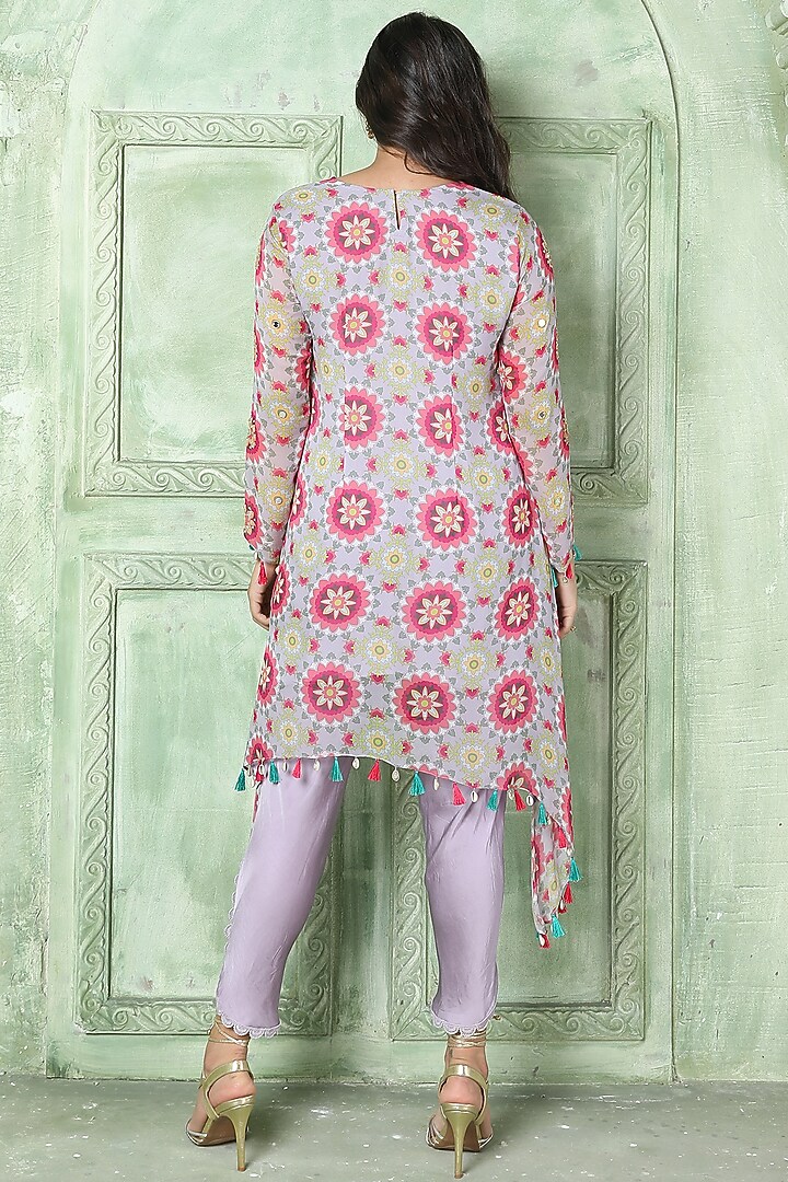 Lilac Embroidered Asymmetric Tunic Set by Sajeda Lehry at Pernia's Pop Up Shop
