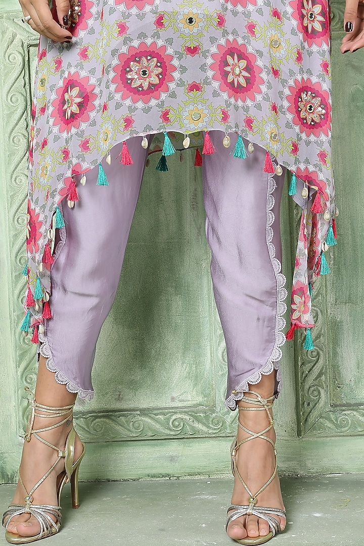 Lilac Embroidered Asymmetric Tunic Set by Sajeda Lehry at Pernia's Pop Up Shop