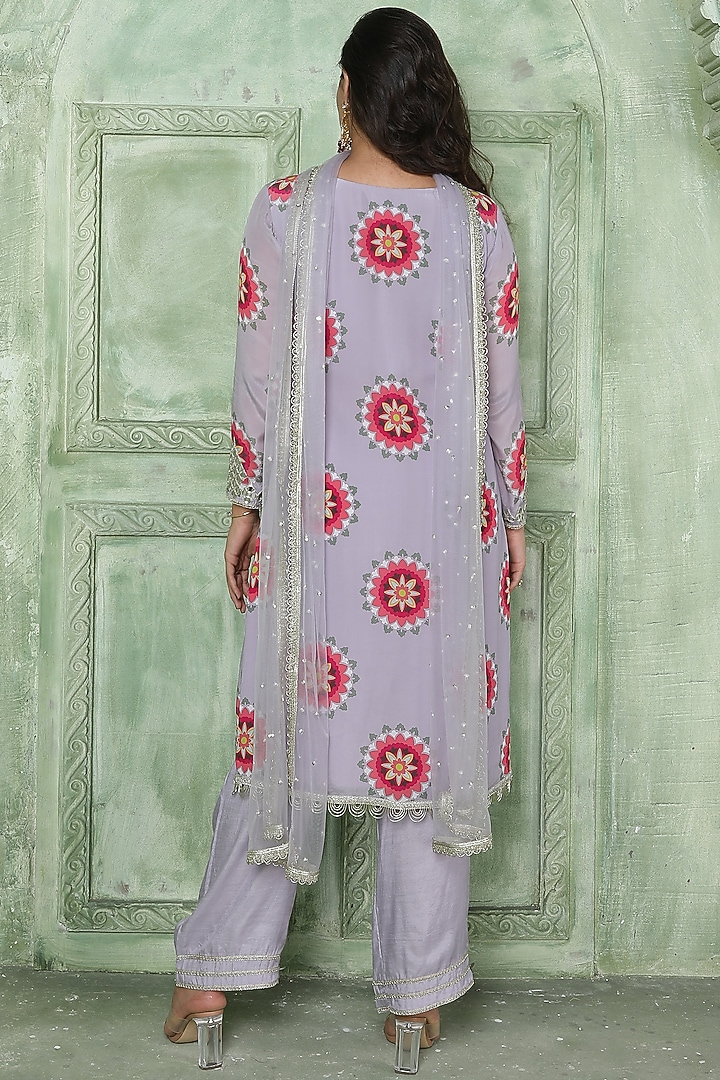 Lilac Printed Kurta Set by Sajeda Lehry at Pernia's Pop Up Shop