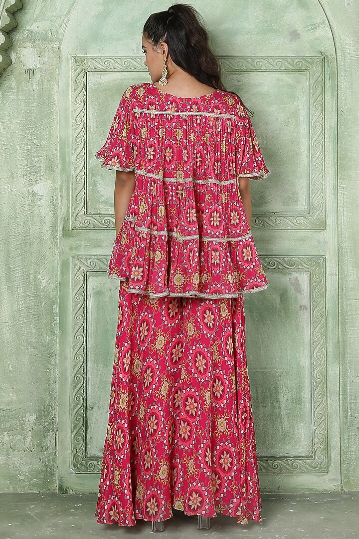 Pink Printed Party Wear Sharara Set by Sajeda Lehry at Pernia's Pop Up Shop