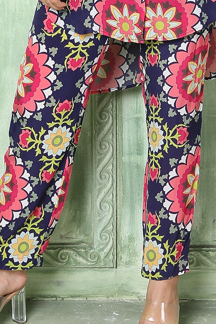 Blue Printed Pant Set by Sajeda Lehry at Pernia's Pop Up Shop