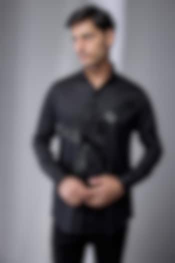 Black Cotton Party Wear Shirt by SANJANA REDDY MEN at Pernia's Pop Up Shop