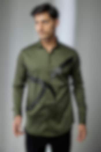 Green Cotton Party Wear Shirt by SANJANA REDDY MEN at Pernia's Pop Up Shop