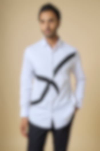 White Cotton Party Wear Shirt by SANJANA REDDY MEN at Pernia's Pop Up Shop