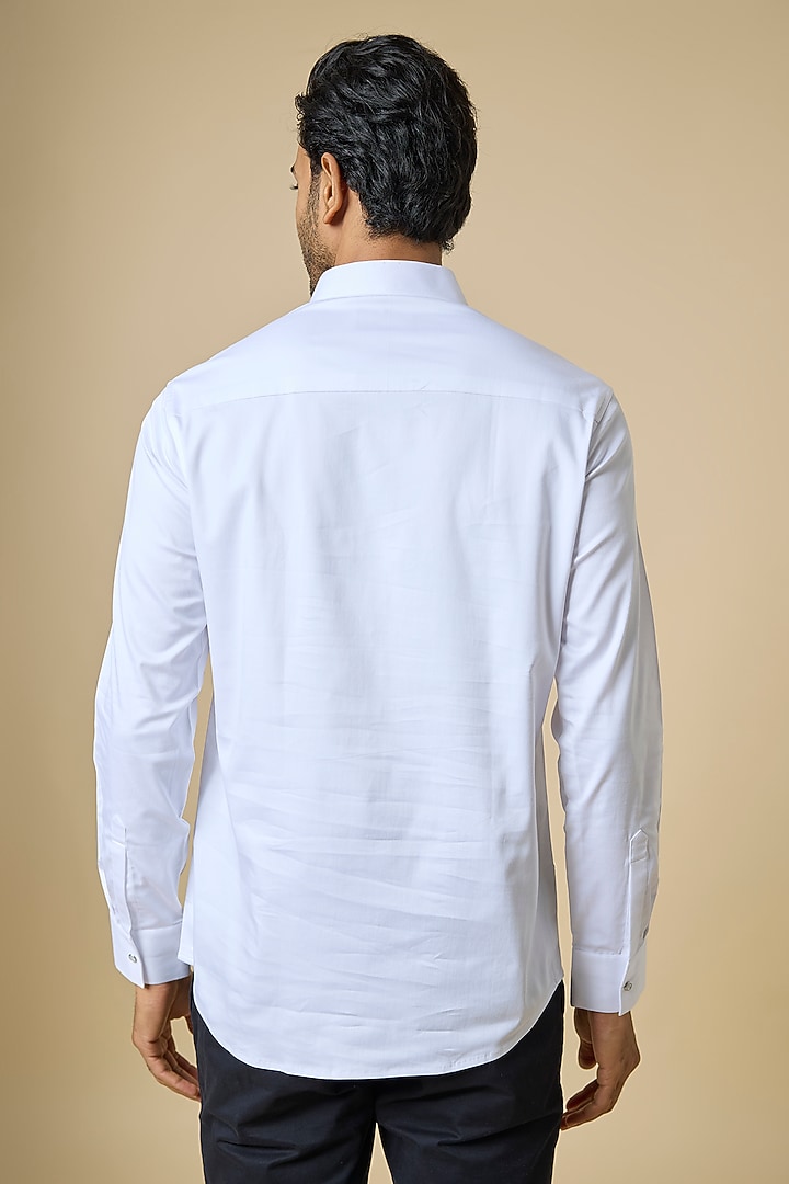 White Cotton Party Wear Shirt by SANJANA REDDY MEN at Pernia's Pop Up Shop