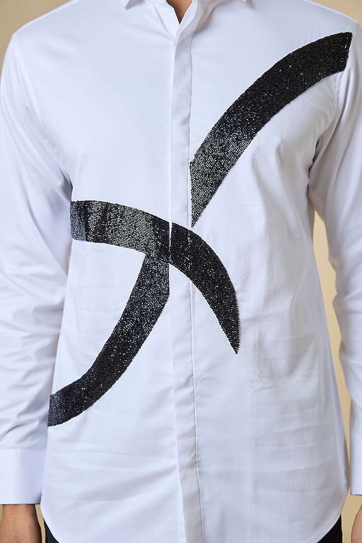 White Cotton Party Wear Shirt by SANJANA REDDY MEN at Pernia's Pop Up Shop