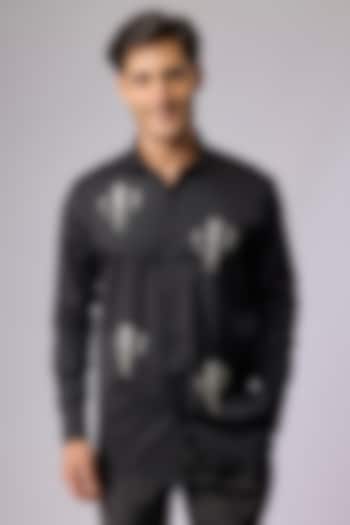 Black Cotton Shirt by SANJANA REDDY MEN