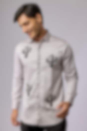 Grey Cotton Shirt by SANJANA REDDY MEN
