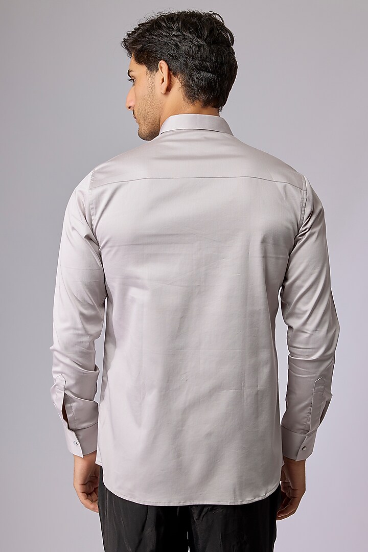 Grey Cotton Party Wear Shirt by SANJANA REDDY MEN at Pernia's Pop Up Shop