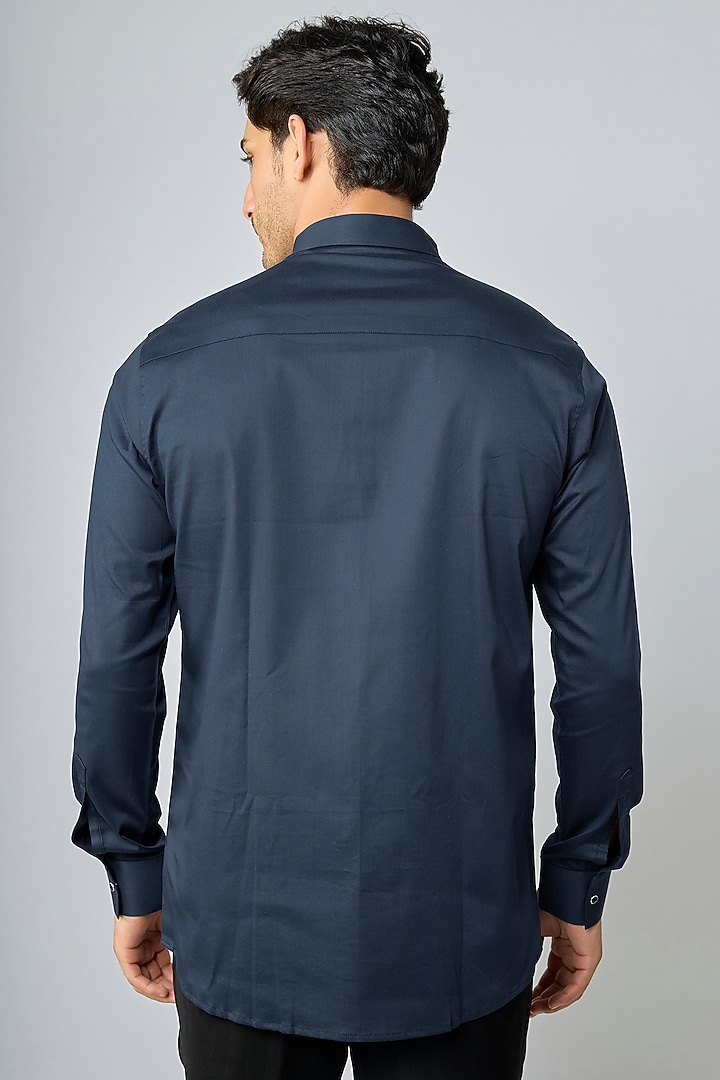 Blue Cotton Party Wear Shirt by SANJANA REDDY MEN at Pernia's Pop Up Shop