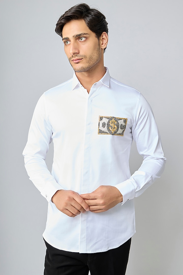 White Cotton Party start Shirt by SANJANA REDDY MEN at Pernia's Pop Up Shop