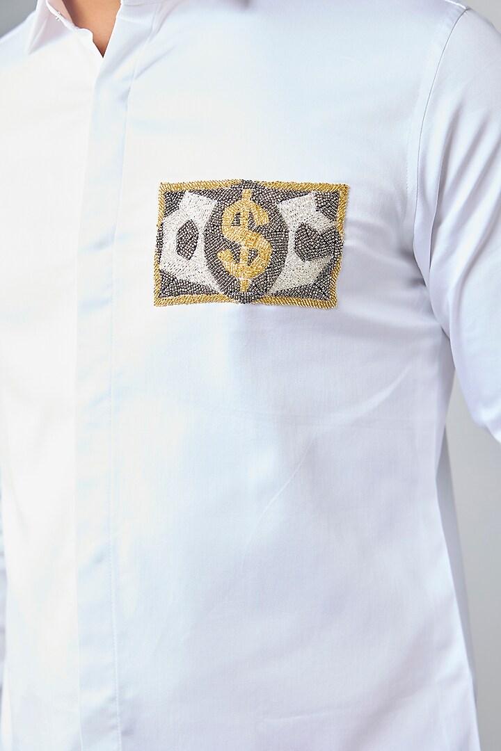 White Cotton Party Wear Shirt by SANJANA REDDY MEN at Pernia's Pop Up Shop