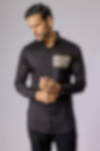 Black Cotton Shirt by SANJANA REDDY MEN