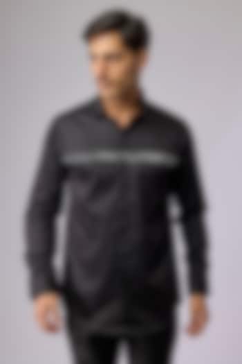 Black Cotton Shirt by SANJANA REDDY MEN