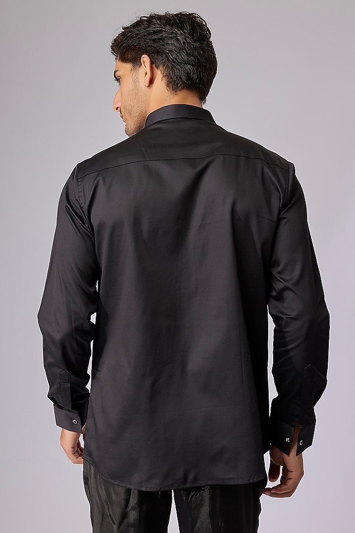 Black Cotton Party Wear Shirt by SANJANA REDDY MEN at Pernia's Pop Up Shop