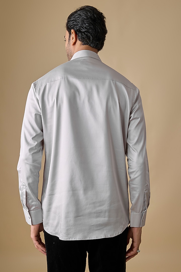 Grey Cotton Shirt by SANJANA REDDY MEN at Pernia's Pop Up Shop