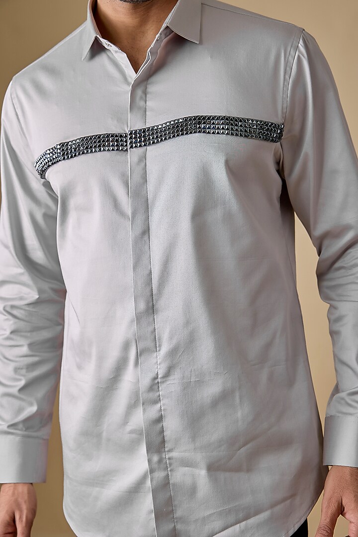 Grey Cotton Shirt by SANJANA REDDY MEN at Pernia's Pop Up Shop