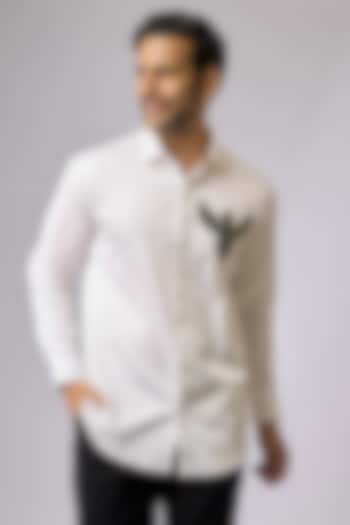 White Cotton Shirt by SANJANA REDDY MEN