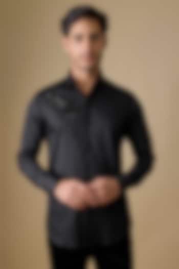 Black Cotton Shirt by SANJANA REDDY MEN at Pernia's Pop Up Shop